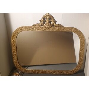 French Barbola Mirror Frame Large Gold Victorian Crested Gesso Wood Antique